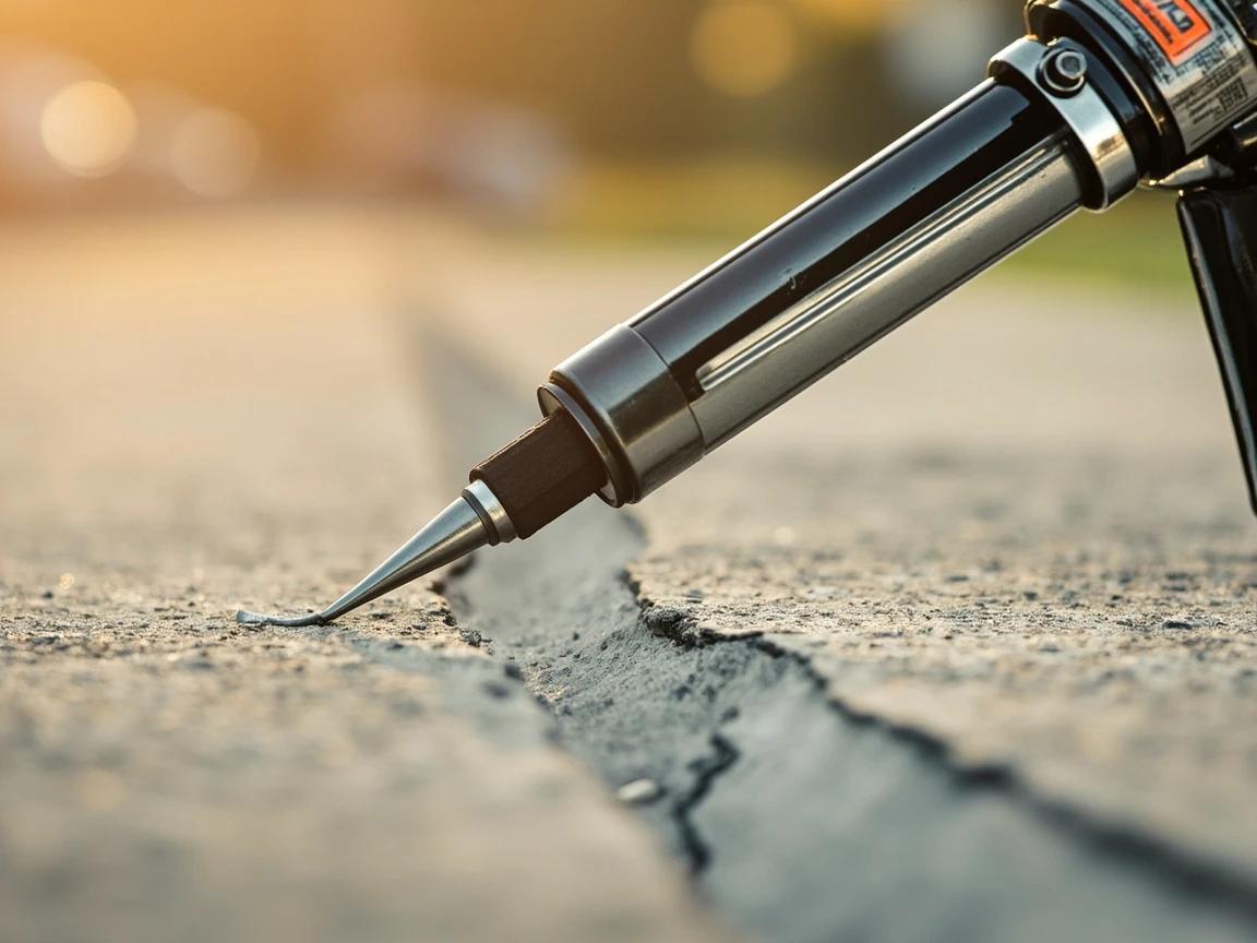 Step 6 of How to Patch Cracks in a Concrete Driveway: Gun flexible sealant into medium cracks