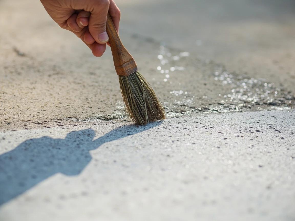 Step 8 of How to Patch Cracks in a Concrete Driveway: Texture the patch and let everything cure