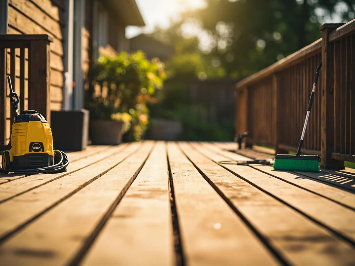 Step 1 of How to Power Wash a Deck Before Staining: Clear the Deck Completely and Set Up