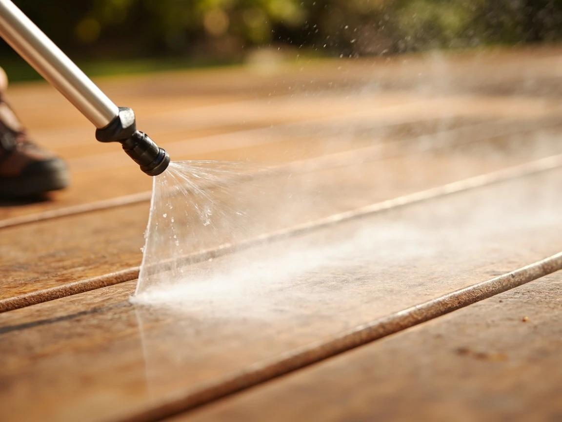 Step 5 of How to Power Wash a Deck Before Staining: Wash With the Grain in Overlapping Passes