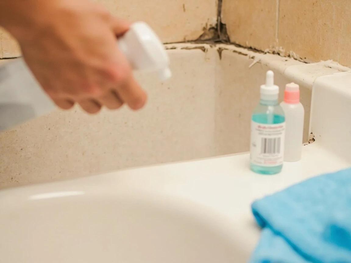 Step 3 of How to Re-Caulk a Bathtub or Shower Surround: Kill mildew spores and wipe the joint with alcohol
