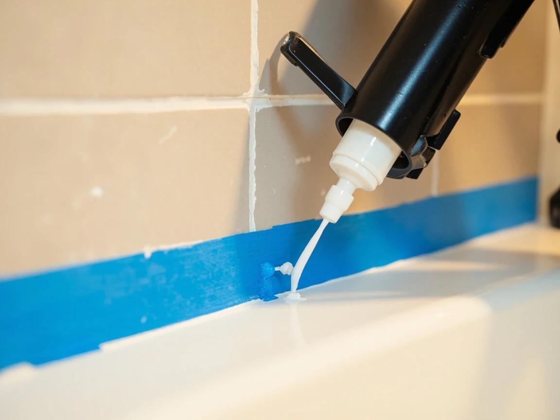 Step 6 of How to Re-Caulk a Bathtub or Shower Surround: Cut the nozzle and apply a single bead at 45 degrees