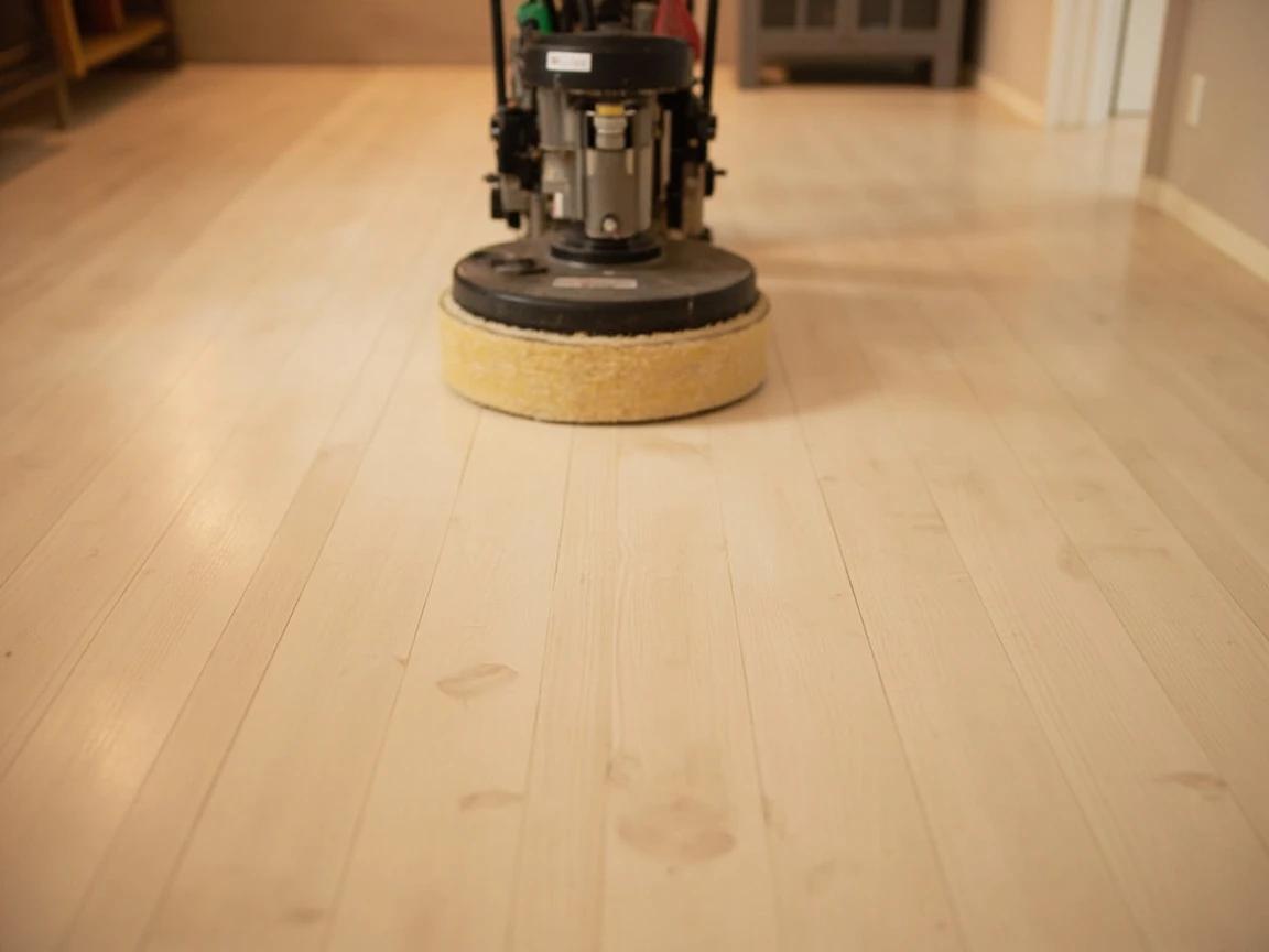 Step 6 of How to Refinish a Wood Floor: Screen the Floor with a Buffer and 100-Grit Screen