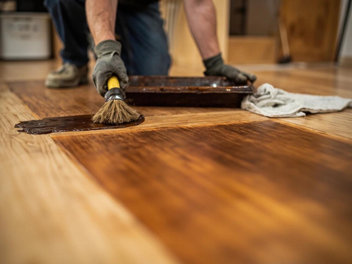 Step 8 of How to Refinish a Wood Floor: Apply Stain (Optional)