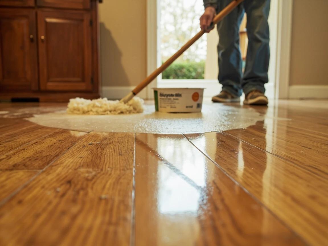 Step 9 of How to Refinish a Wood Floor: Apply the First Coat of Polyurethane