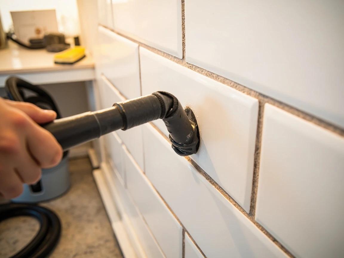 Step 4 of How to Regrout Bathroom Tile: Vacuum and wipe every joint clean