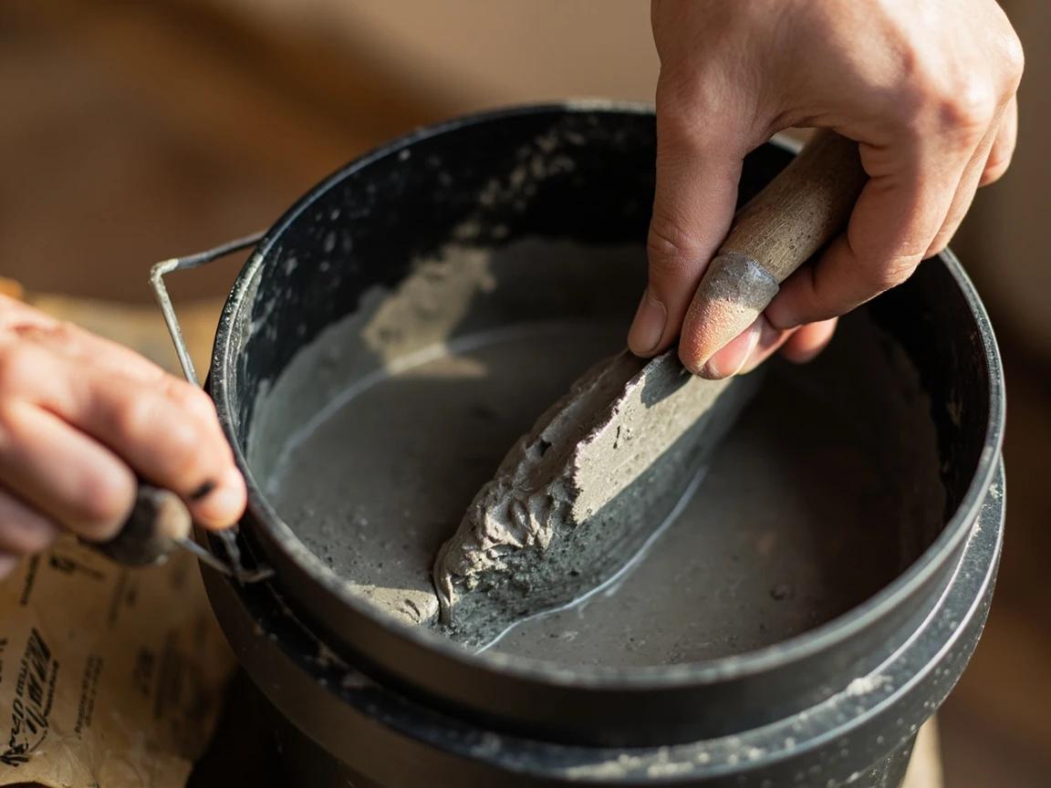 Step 5 of How to Regrout Bathroom Tile: Mix the right grout to a peanut-butter consistency