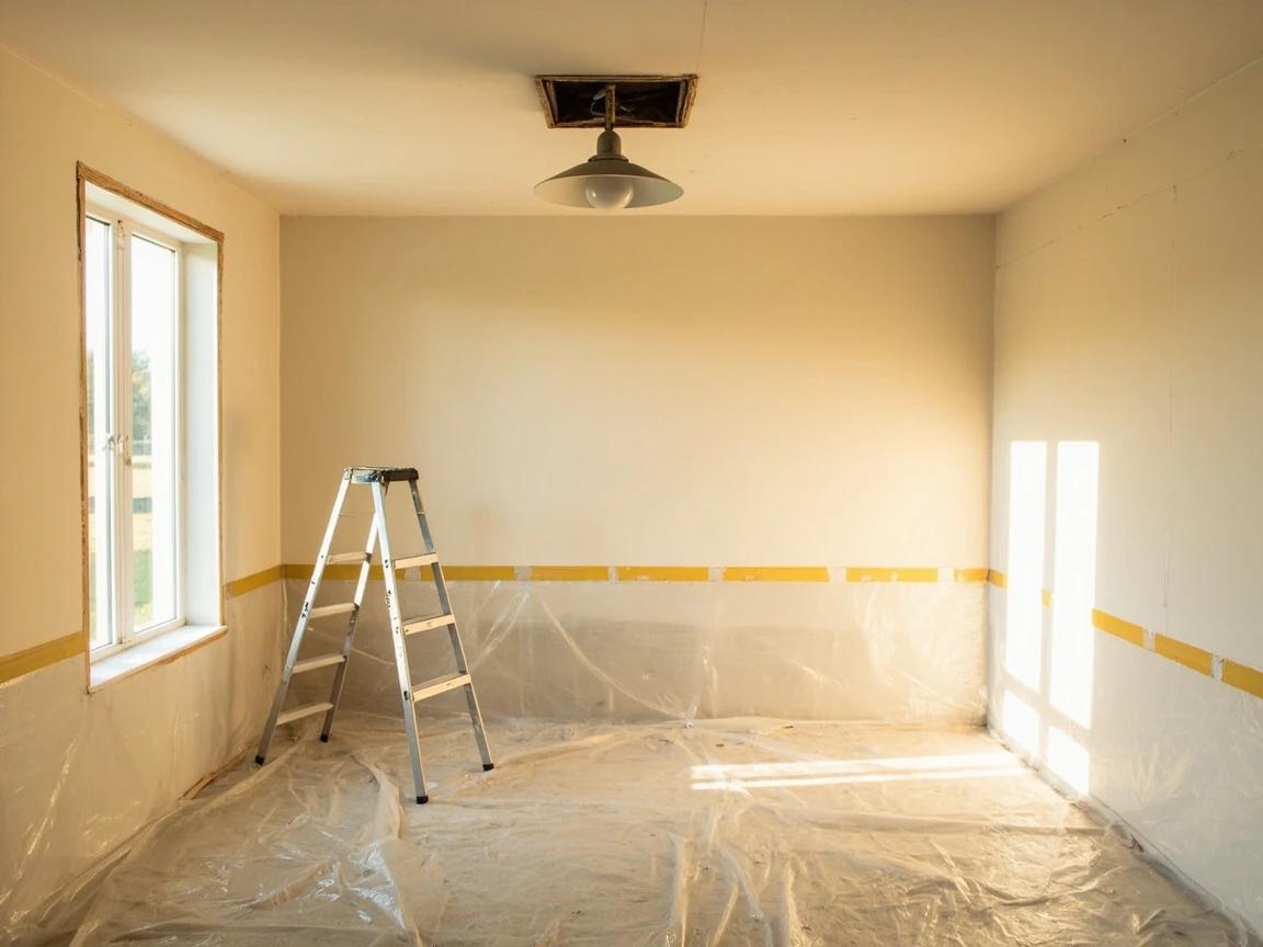 Step 2 of How to Remove a Popcorn Ceiling: Clear and Mask the Room