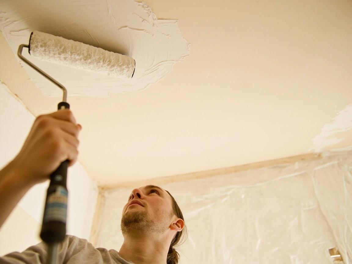 Step 8 of How to Remove a Popcorn Ceiling: Prime the Whole Ceiling