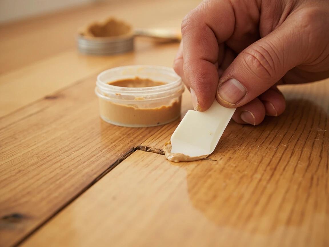 Step 6 of How to Repair Scratches in a Hardwood Floor: Fill Deep Gouges With Stainable Wood Filler