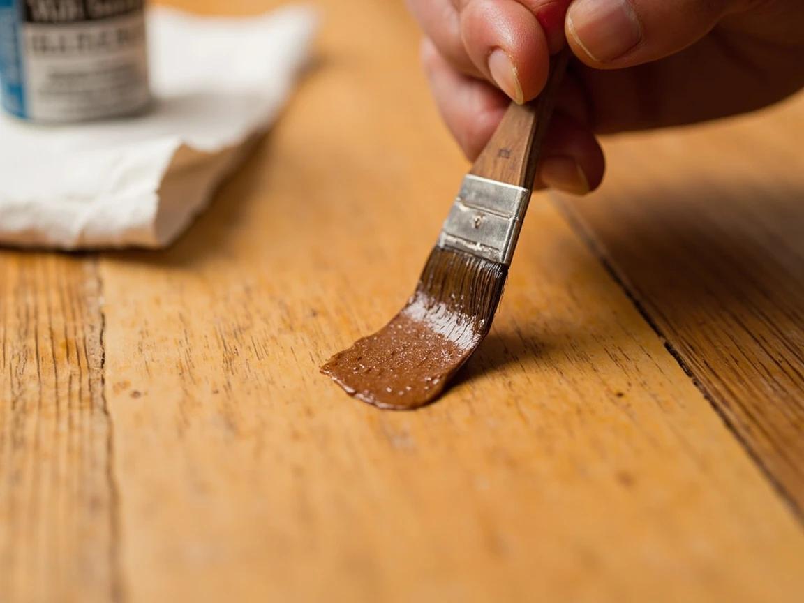 Step 8 of How to Repair Scratches in a Hardwood Floor: Stain the Repair to Match