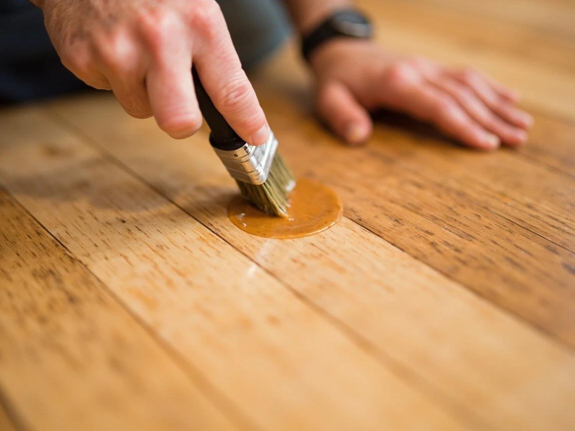 Step 9 of How to Repair Scratches in a Hardwood Floor: Seal the Repair With Matching-Sheen Polyurethane