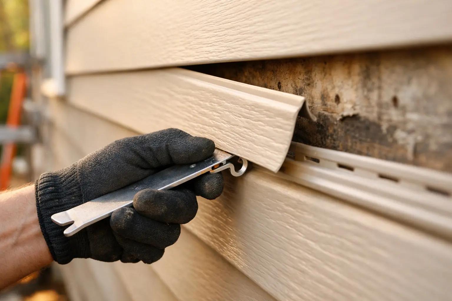 Step 3 of How to Repair Vinyl Siding: Unlock the Damaged Panel with the Zip Tool