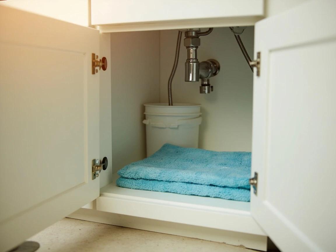 Step 2 of How to Replace a Bathroom Faucet: Clear the Cabinet and Shut Off the Water