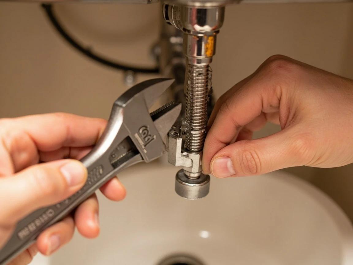 Step 3 of How to Replace a Bathroom Faucet: Disconnect the Supply Lines and Pop-Up Drain Linkage