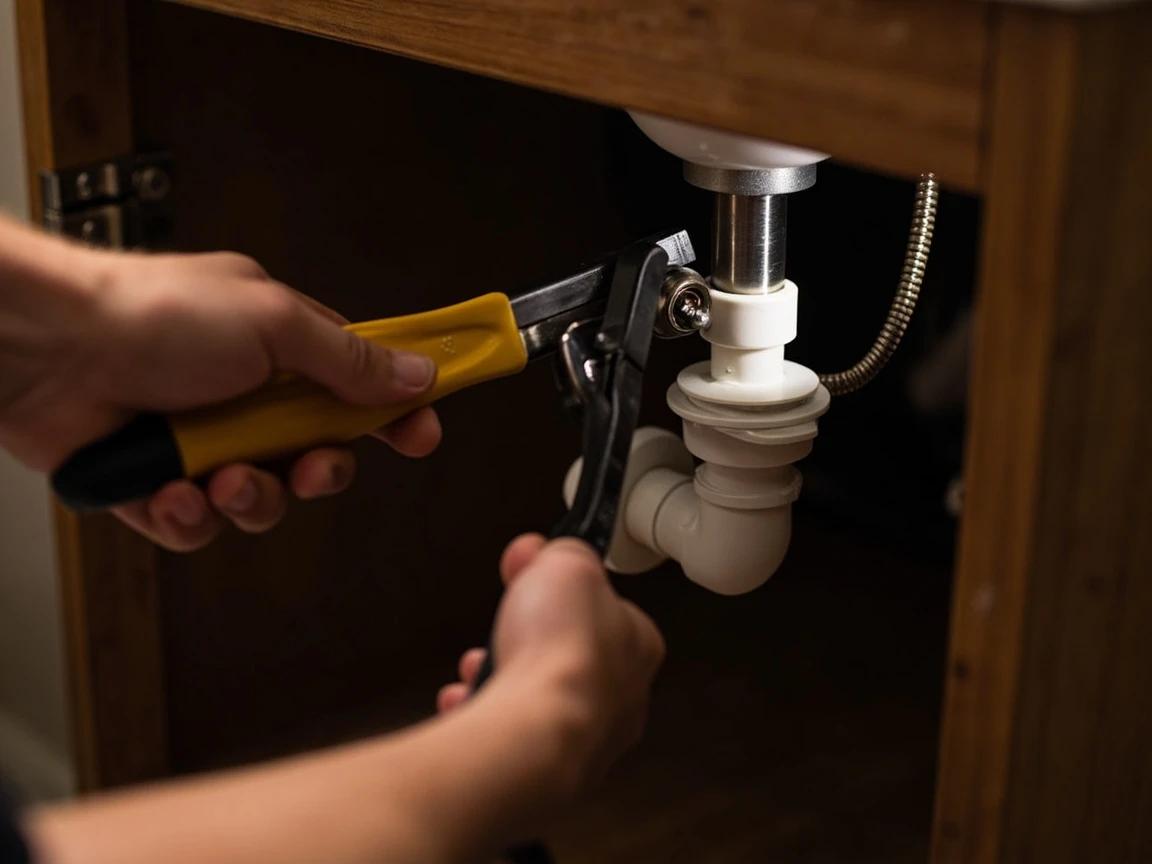 Step 4 of How to Replace a Bathroom Faucet: Remove the Mounting Nuts With a Basin Wrench
