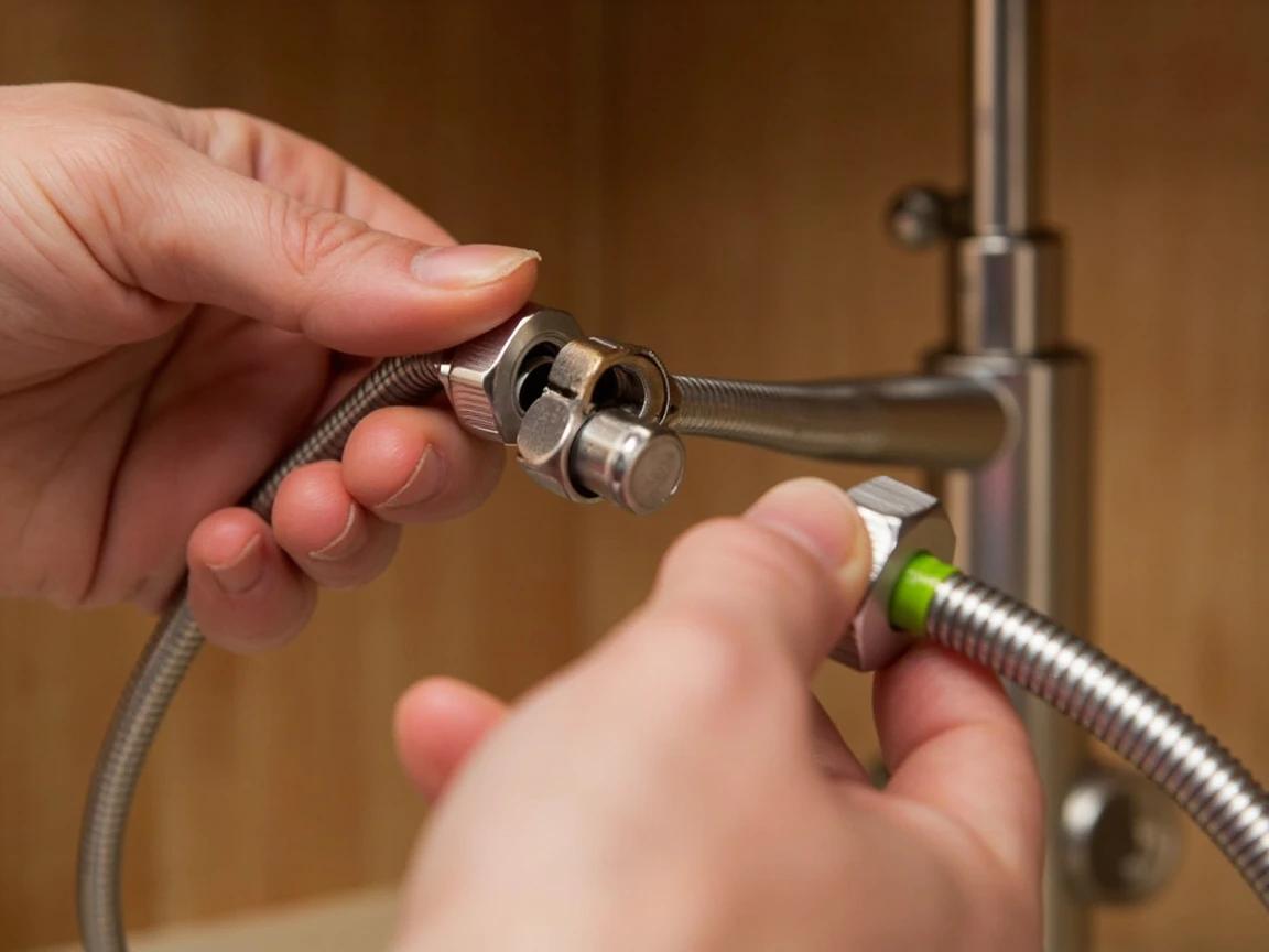 Step 8 of How to Replace a Bathroom Faucet: Connect New Braided Supply Lines