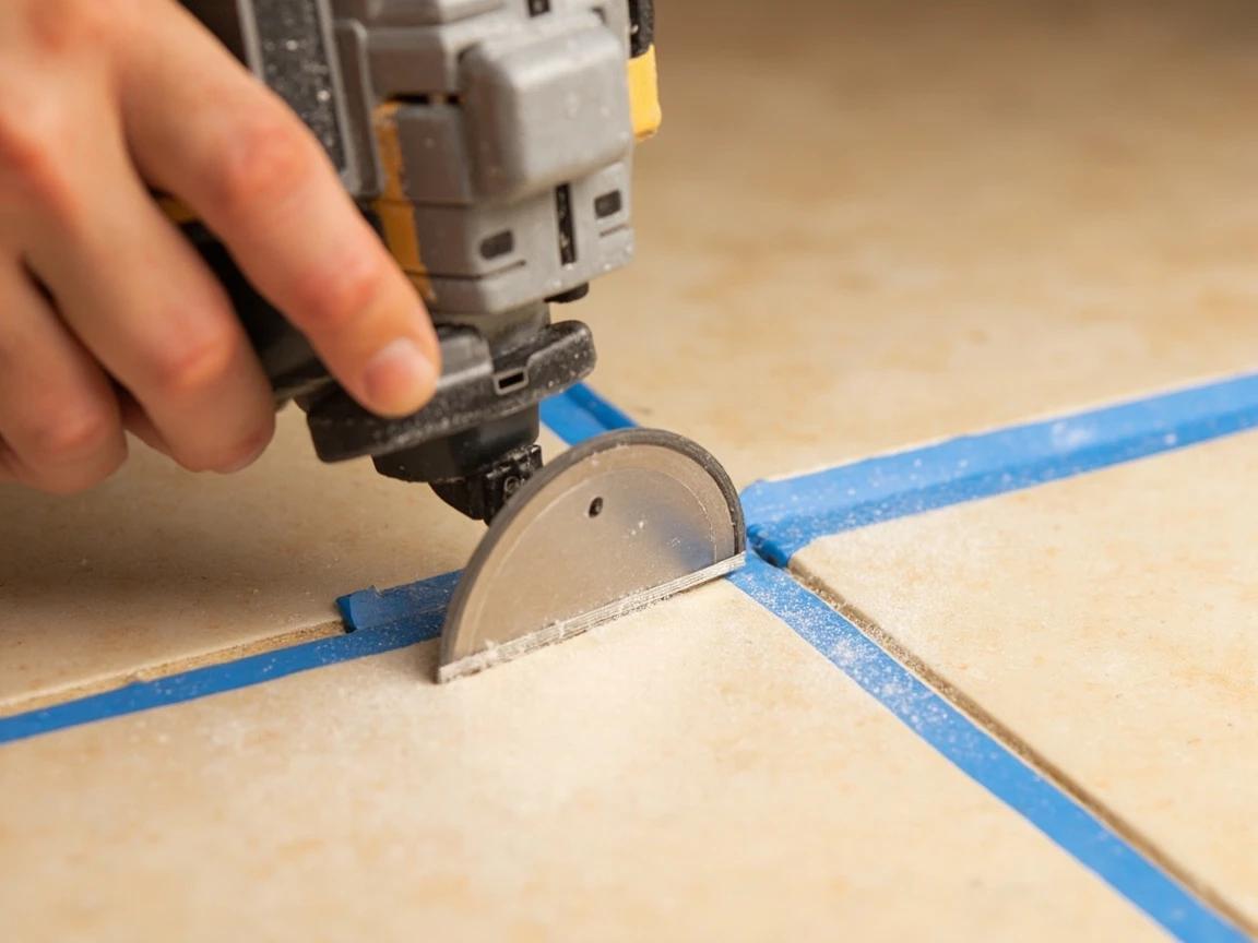 Step 4 of How to Replace a Cracked Floor or Wall Tile: Cut Out the Grout on All Four Sides