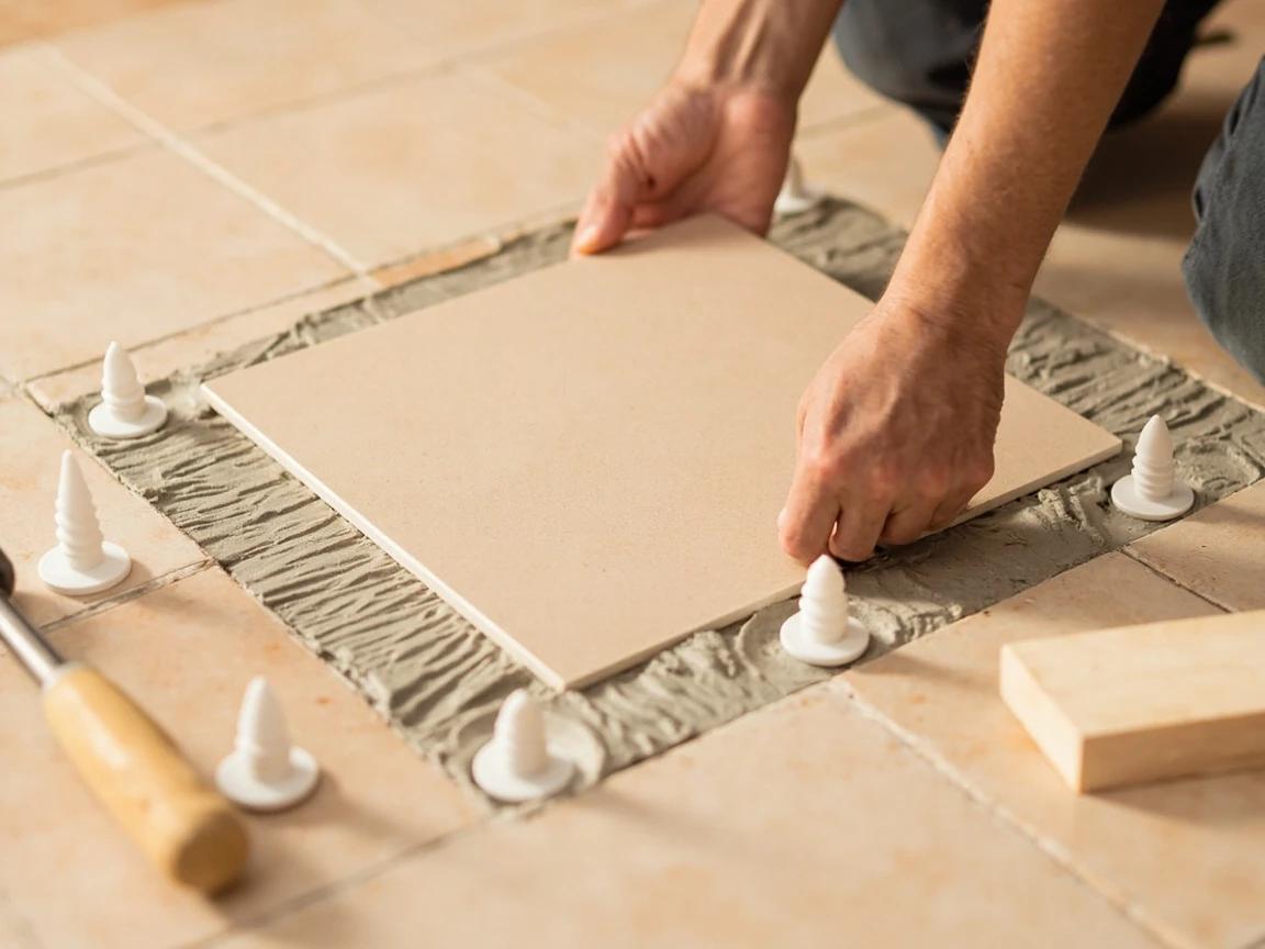Step 7 of How to Replace a Cracked Floor or Wall Tile: Set the New Tile in Fresh Thinset