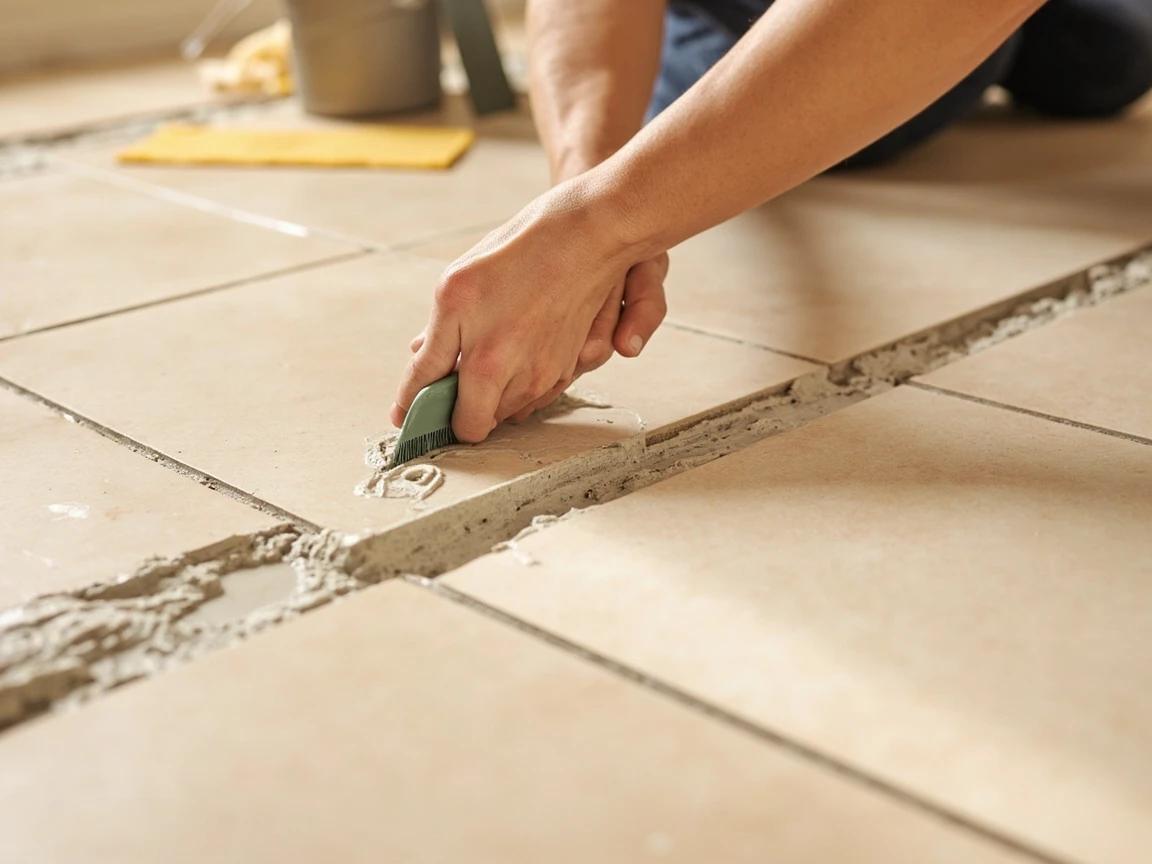 Step 8 of How to Replace a Cracked Floor or Wall Tile: Grout the Joints the Next Day