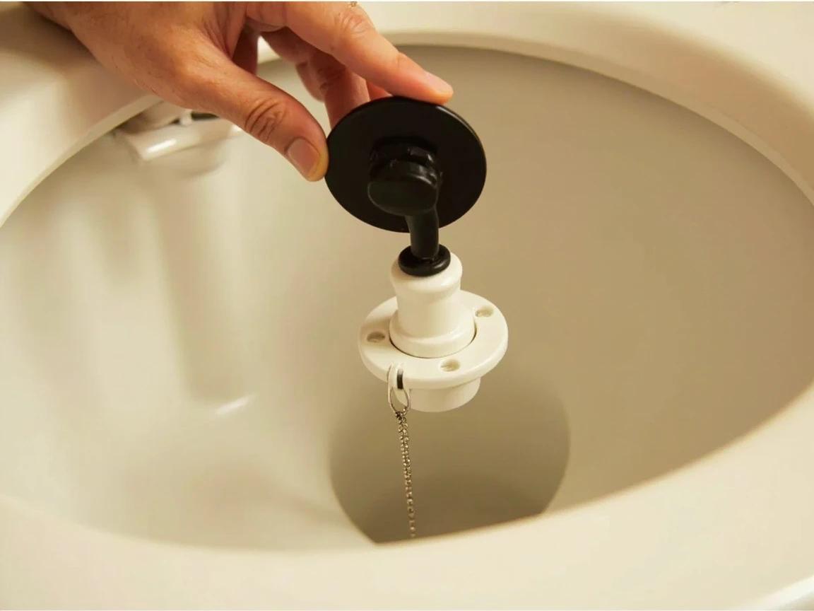 Step 4 of How to Replace a Toilet Flapper Valve: Unhook the Old Flapper From the Flush Valve Ears