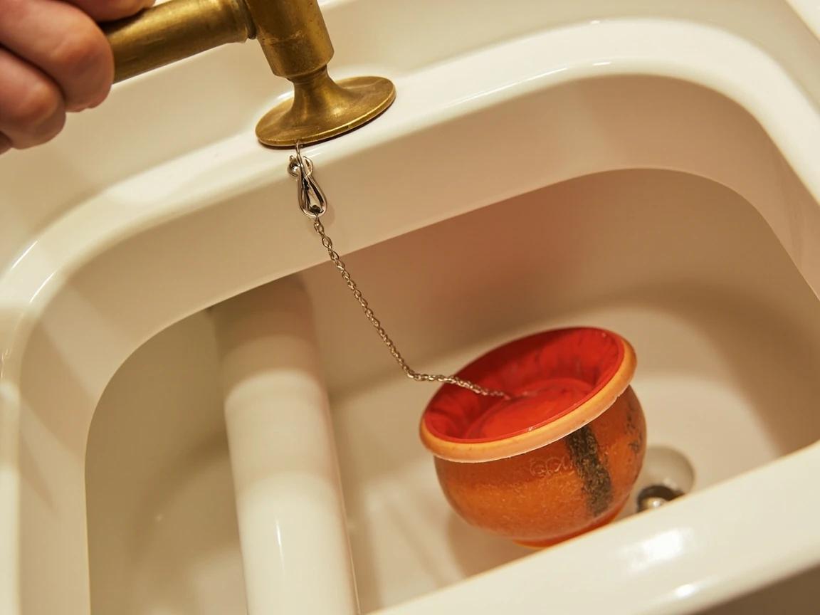 Step 7 of How to Replace a Toilet Flapper Valve: Connect and Adjust the Lift Chain