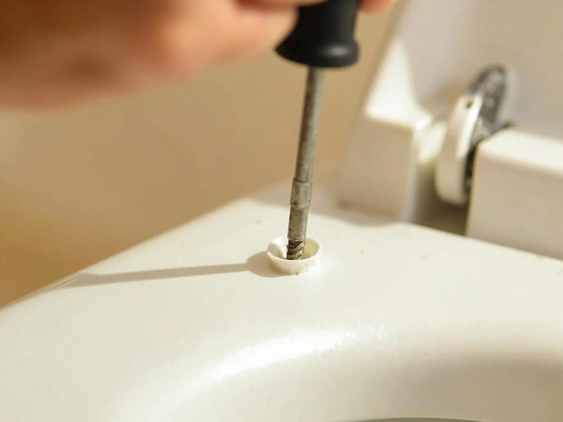 Step 2 of How to Replace a Toilet Seat: Pop Off the Bolt Caps