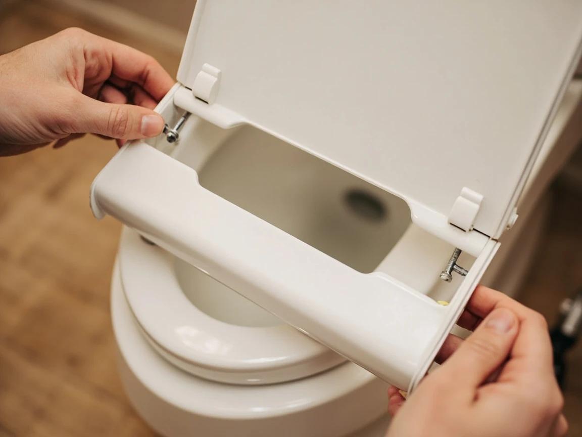 Step 6 of How to Replace a Toilet Seat: Set the New Seat and Insert the Bolts