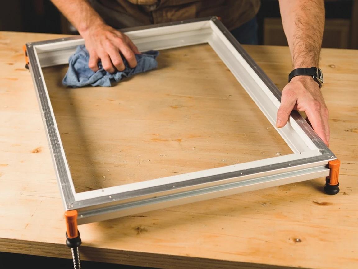 Step 5 of How to Replace a Window Screen: Clean the Groove and Anchor the Frame Flat