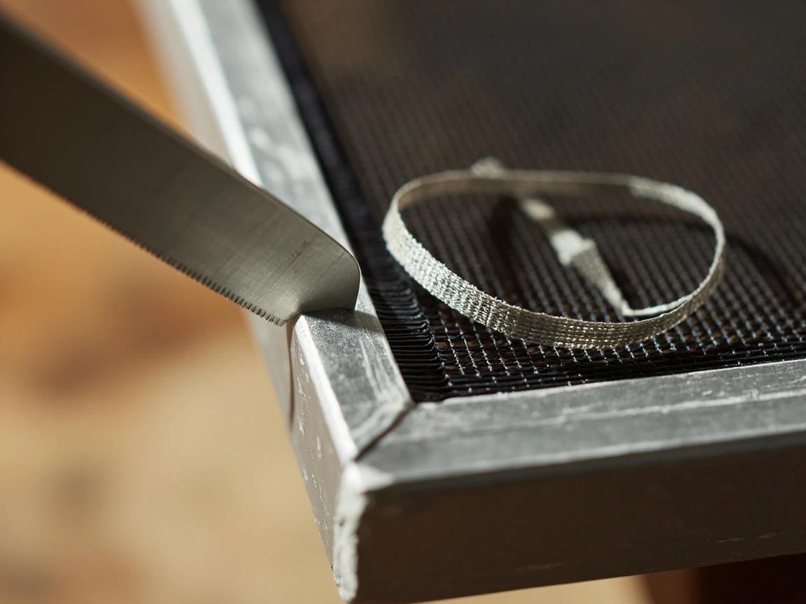 Step 8 of How to Replace a Window Screen: Trim the Excess Mesh Flush