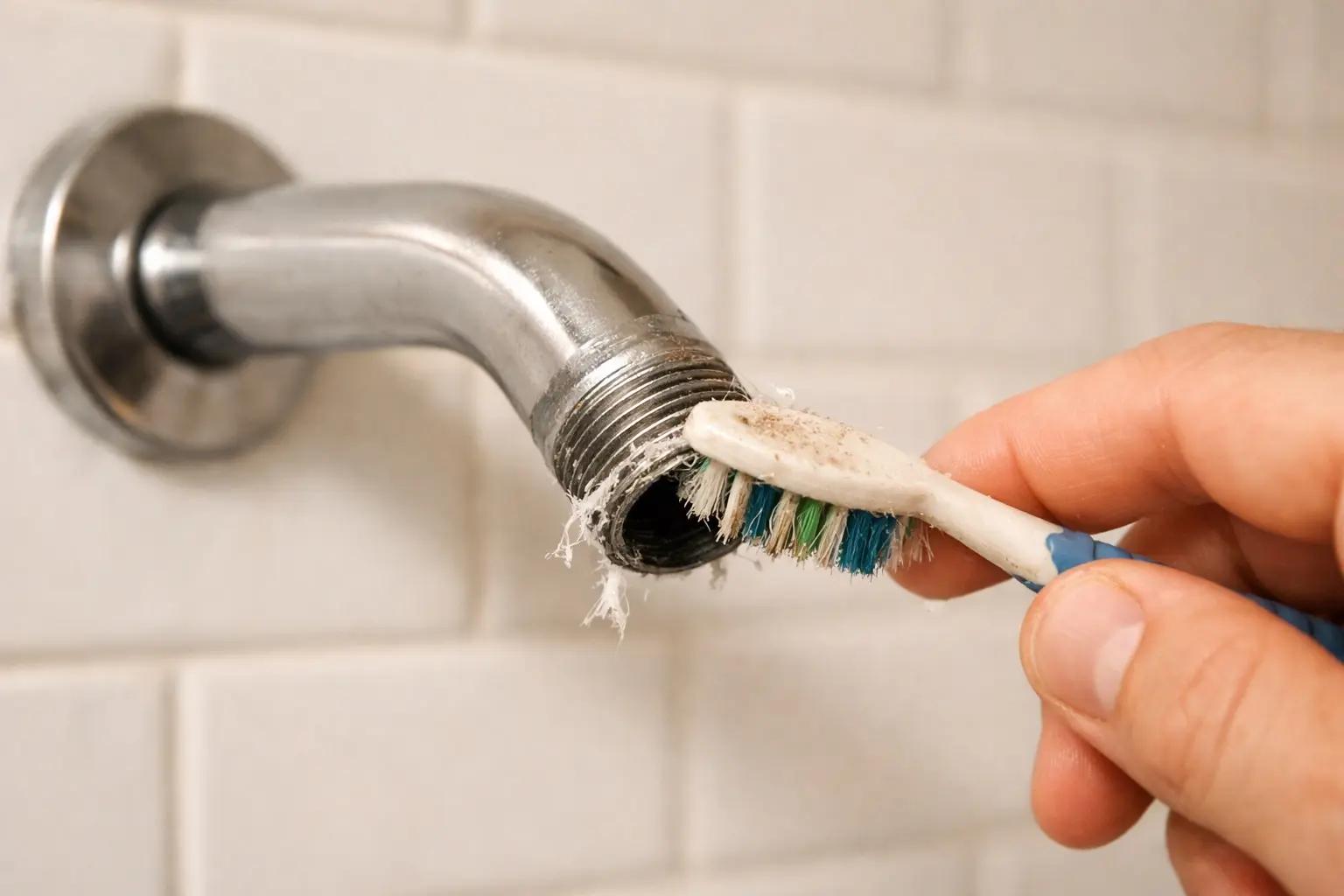 Step 3 of How to Replace a Shower Head: Clean the Shower Arm Threads