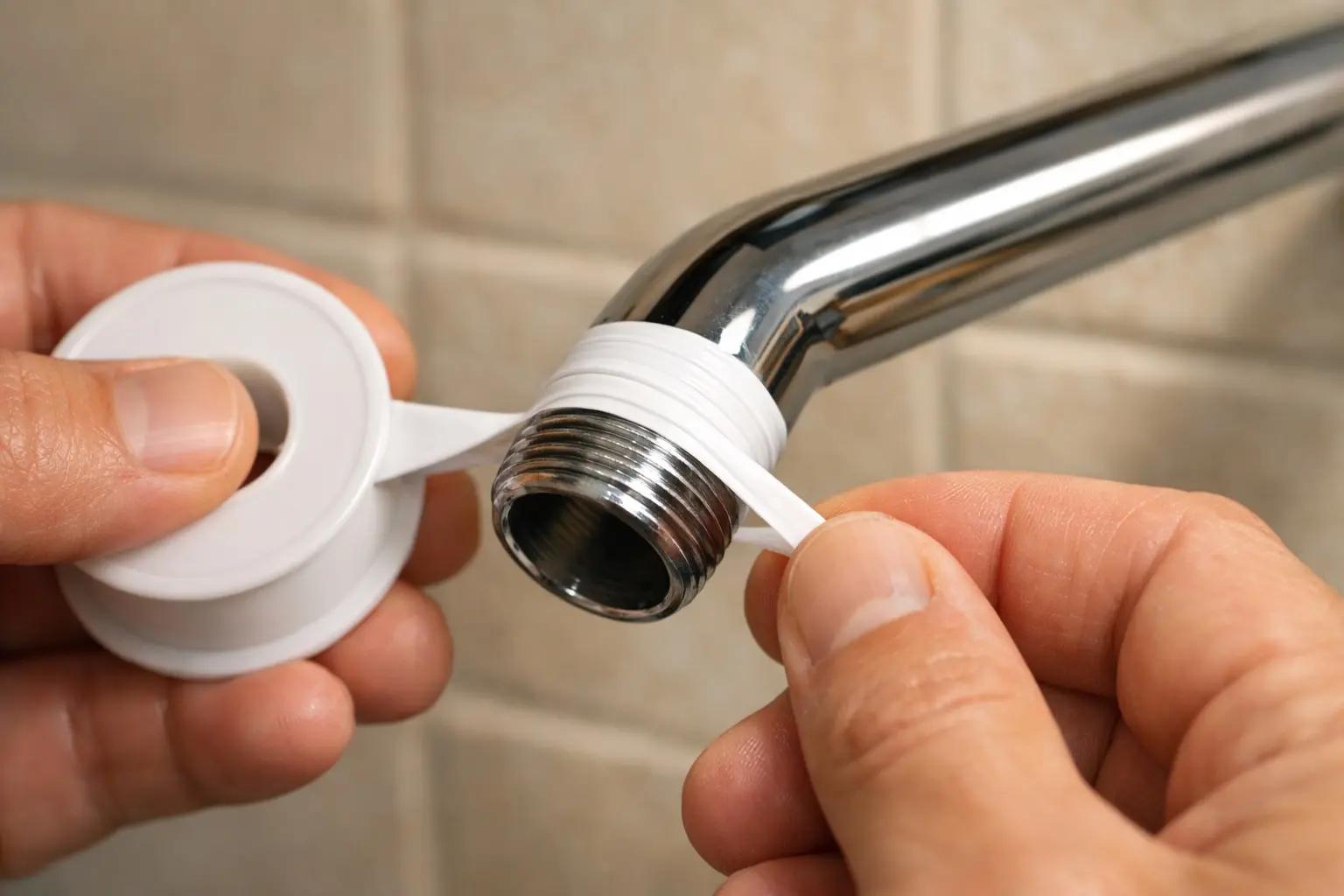 Step 4 of How to Replace a Shower Head: Apply Teflon Tape