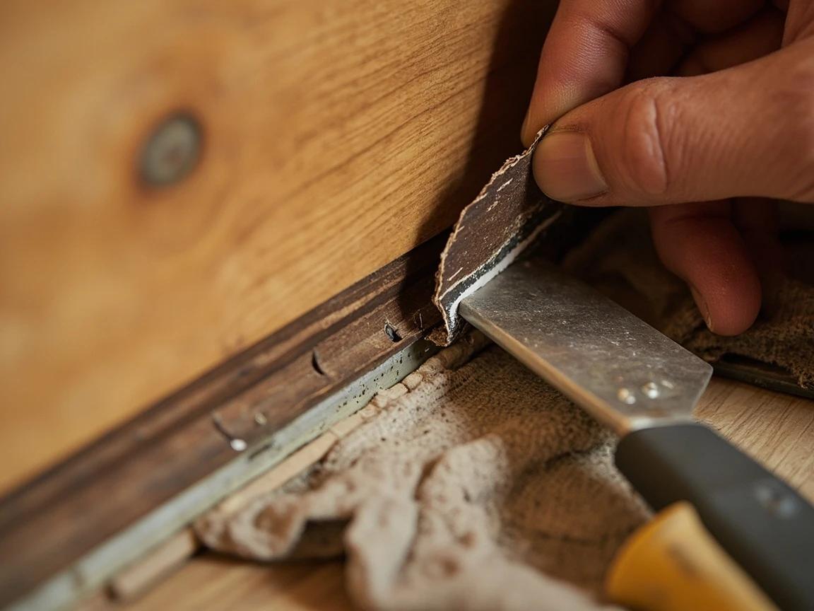 Step 4 of How to Replace Weatherstripping on an Exterior Door: Pull the old strip and clean the jamb