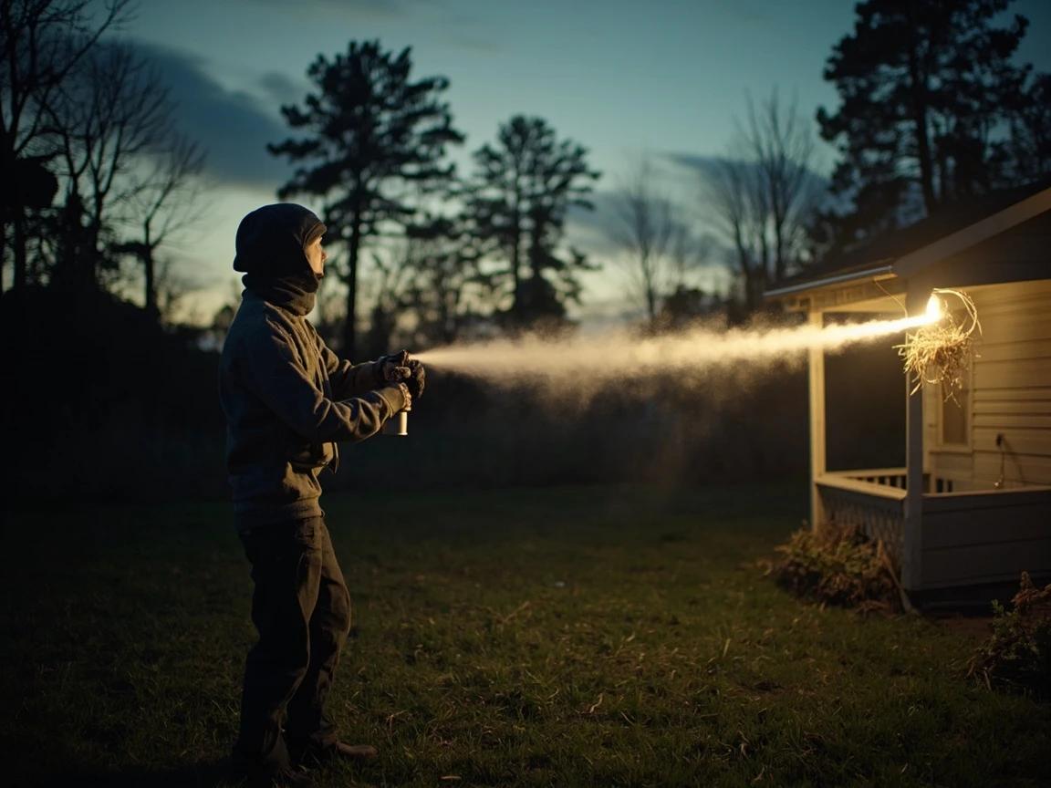 Step 6 of How to Safely Remove a Wasp or Hornet Nest: Soak the Nest From 20 Feet — Then Leave