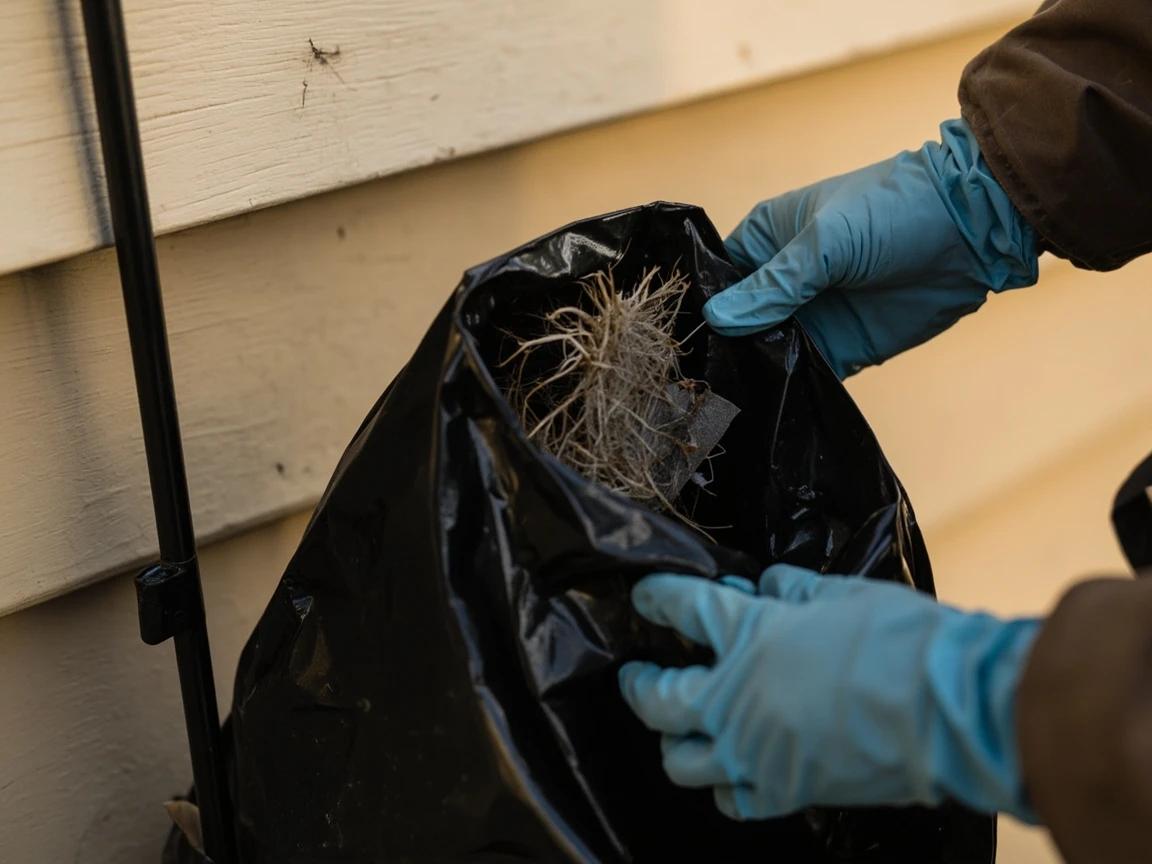 Step 8 of How to Safely Remove a Wasp or Hornet Nest: Knock Down and Dispose of the Dead Nest