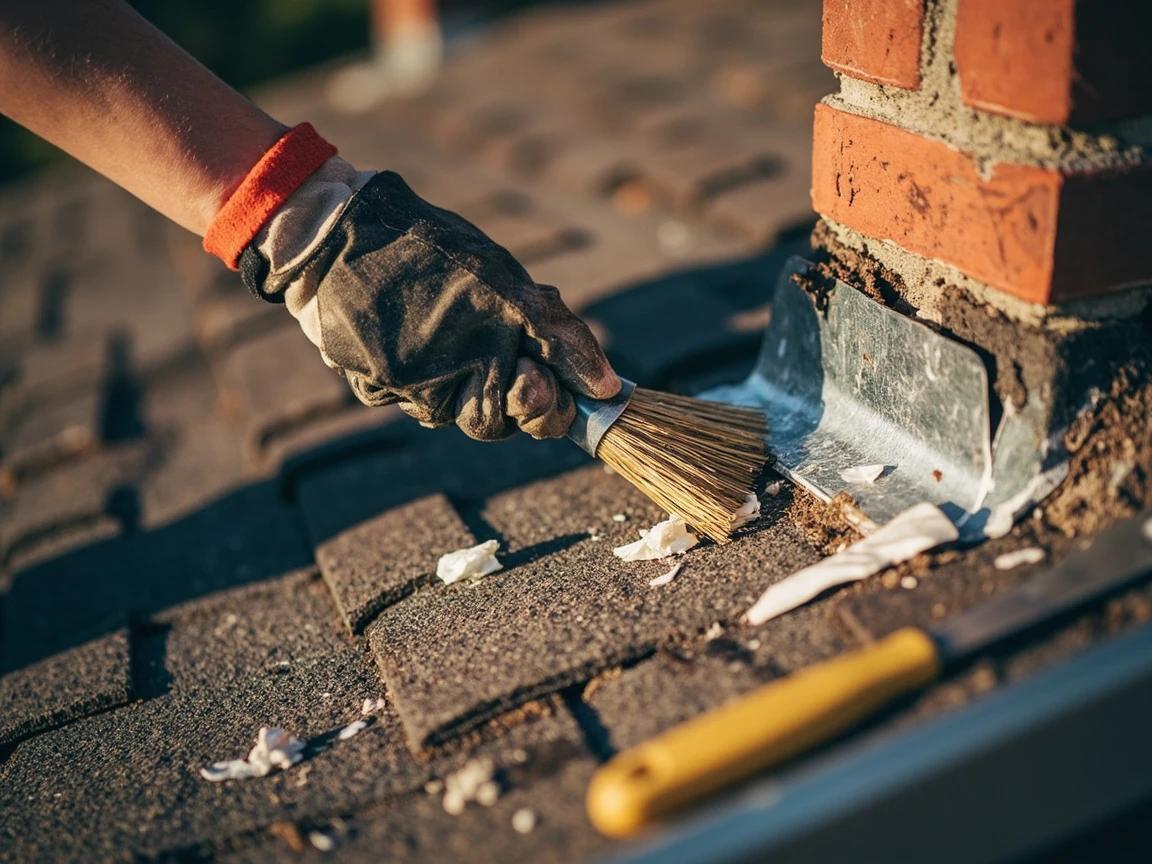Step 4 of How to Seal Roof Flashing Leaks: Clean the Repair Area Down to Sound Surfaces