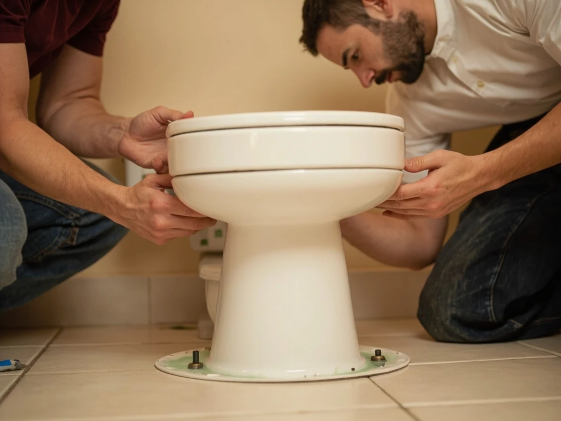 Lower the Toilet Straight Down Onto the Ring